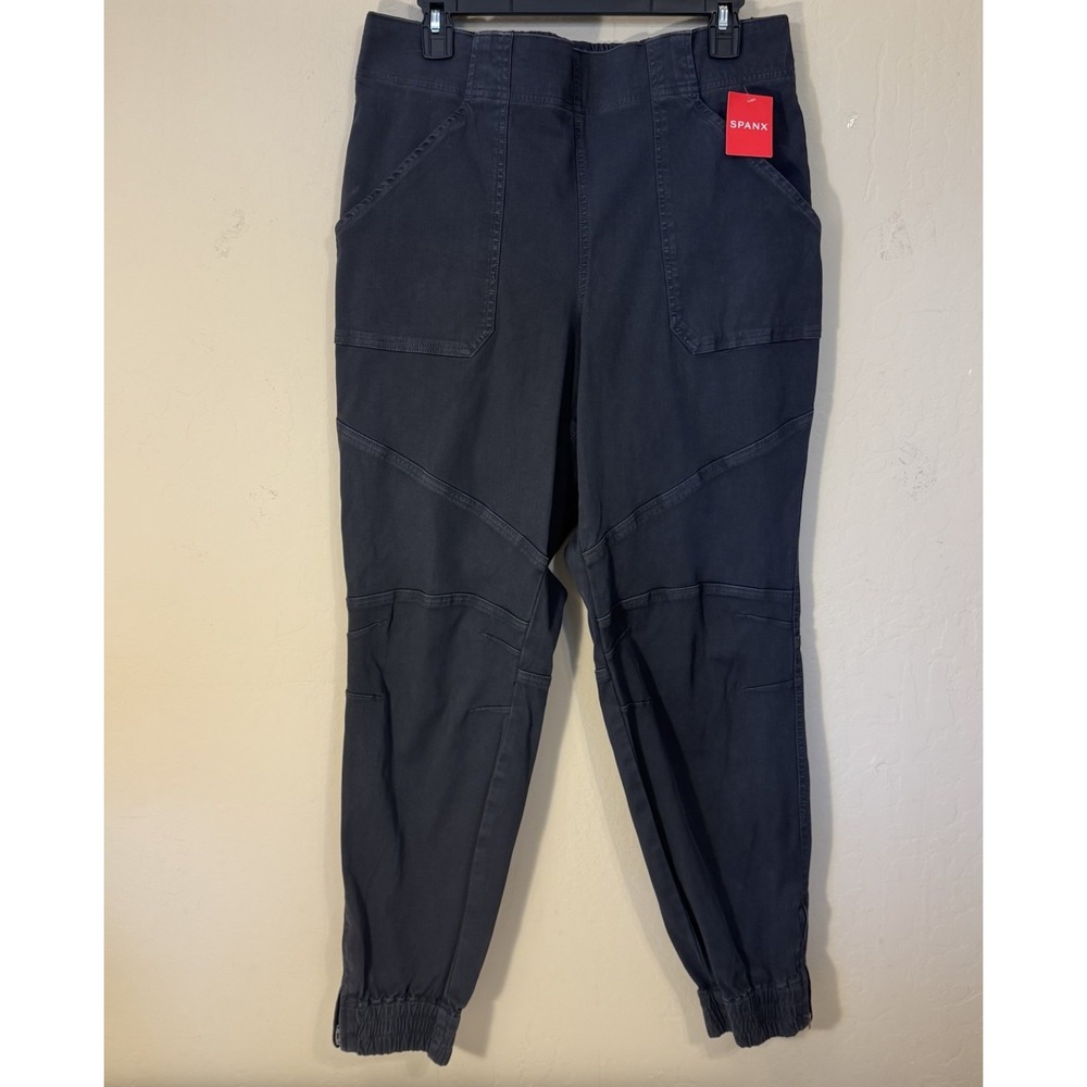 Spanx Jogger‎ Pants Women 1X Twill HR Cargo Pullon 20319R Washed Black Gray NEW